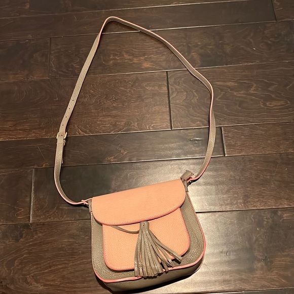 Cuir Rose pebbled leather pink and gray shoulder bag EUC - Picture 1 of 12